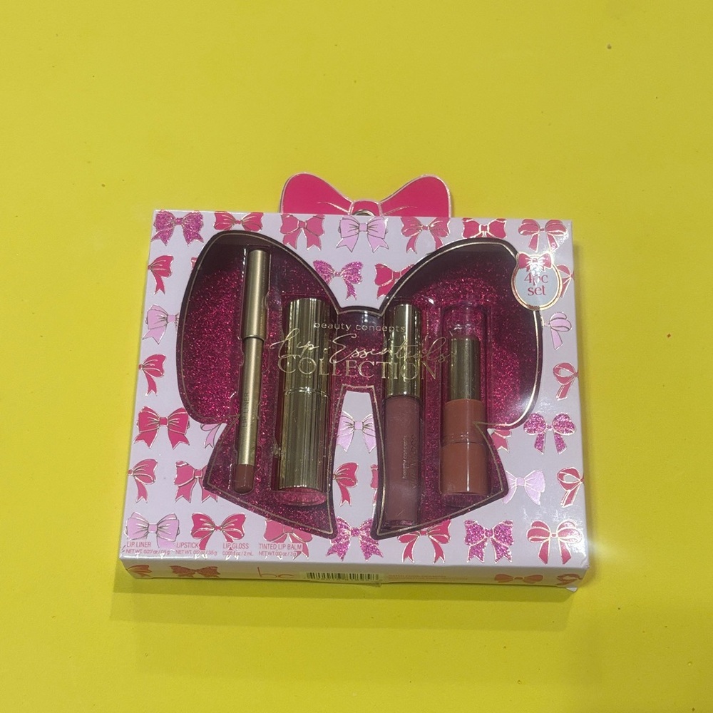Lipstick and Lip Gloss Set with Pink and Gold Accents